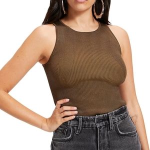 Good American Olive Ribbed Bodysuit